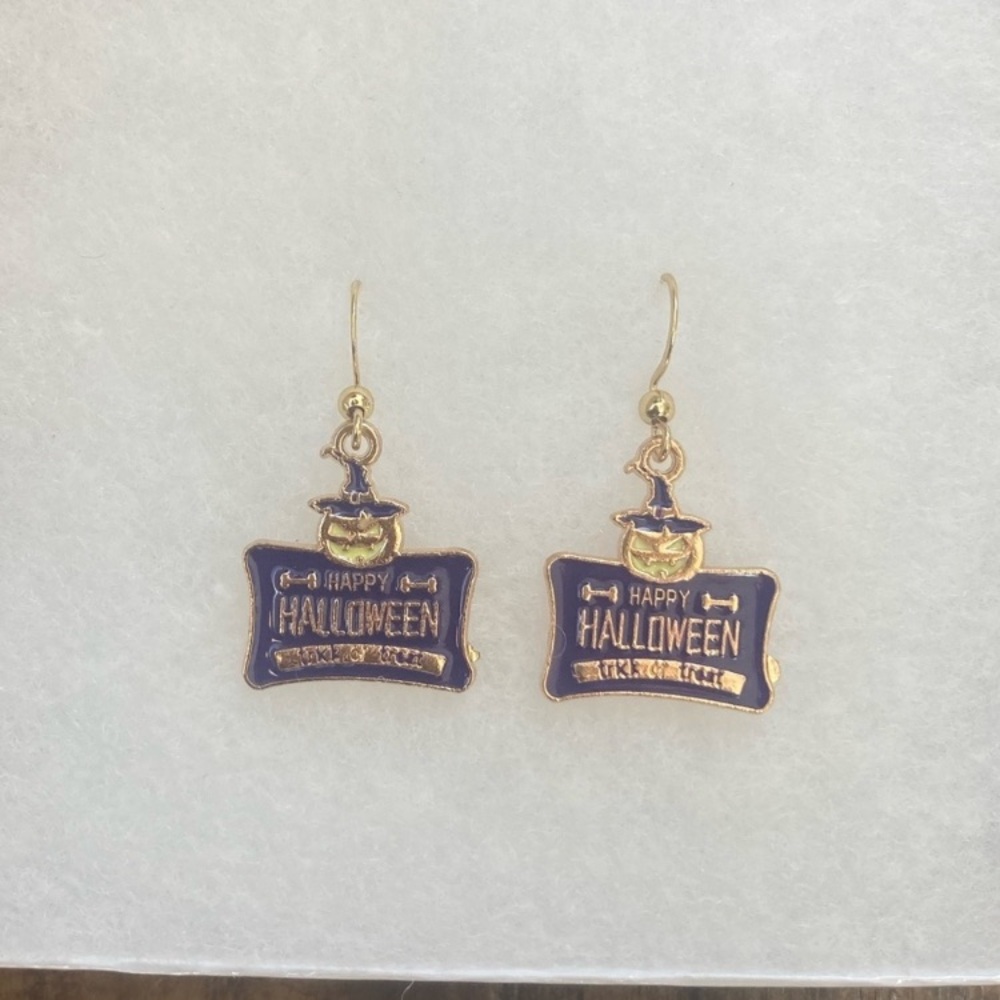Halloween Gold and Blue Earrings